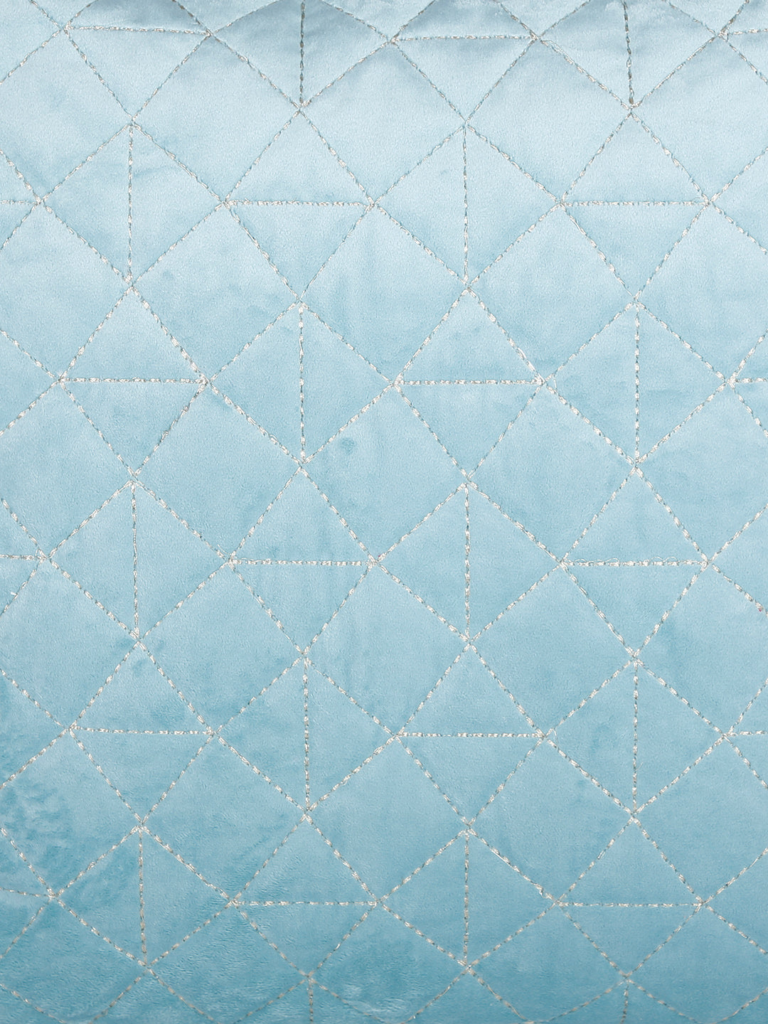 Eyda Super Soft Velvet Aqua Color Set of 2 Quilted Cushion Cover-18x18 Inch