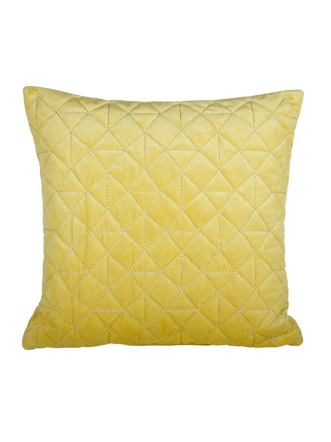 Eyda Super Soft Velvet Yellow Color Set of 2 Quilted Cushion Cover-18x18 Inch