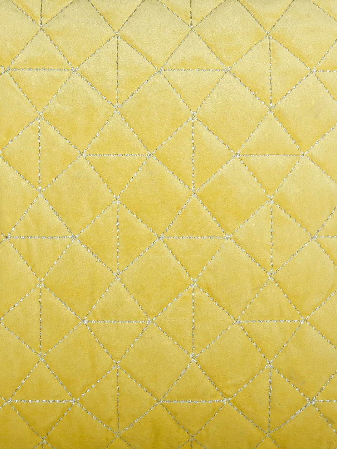 Eyda Super Soft Velvet Yellow Color Set of 2 Quilted Cushion Cover-18x18 Inch