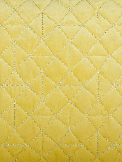 Eyda Super Soft Velvet Yellow Color Set of 2 Quilted Cushion Cover-18x18 Inch
