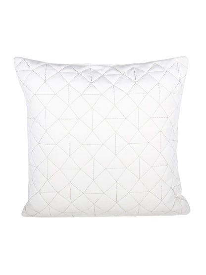 Eyda Super Soft Velvet Ivory Color Set of 2 Quilted Cushion Cover-18x18 Inch
