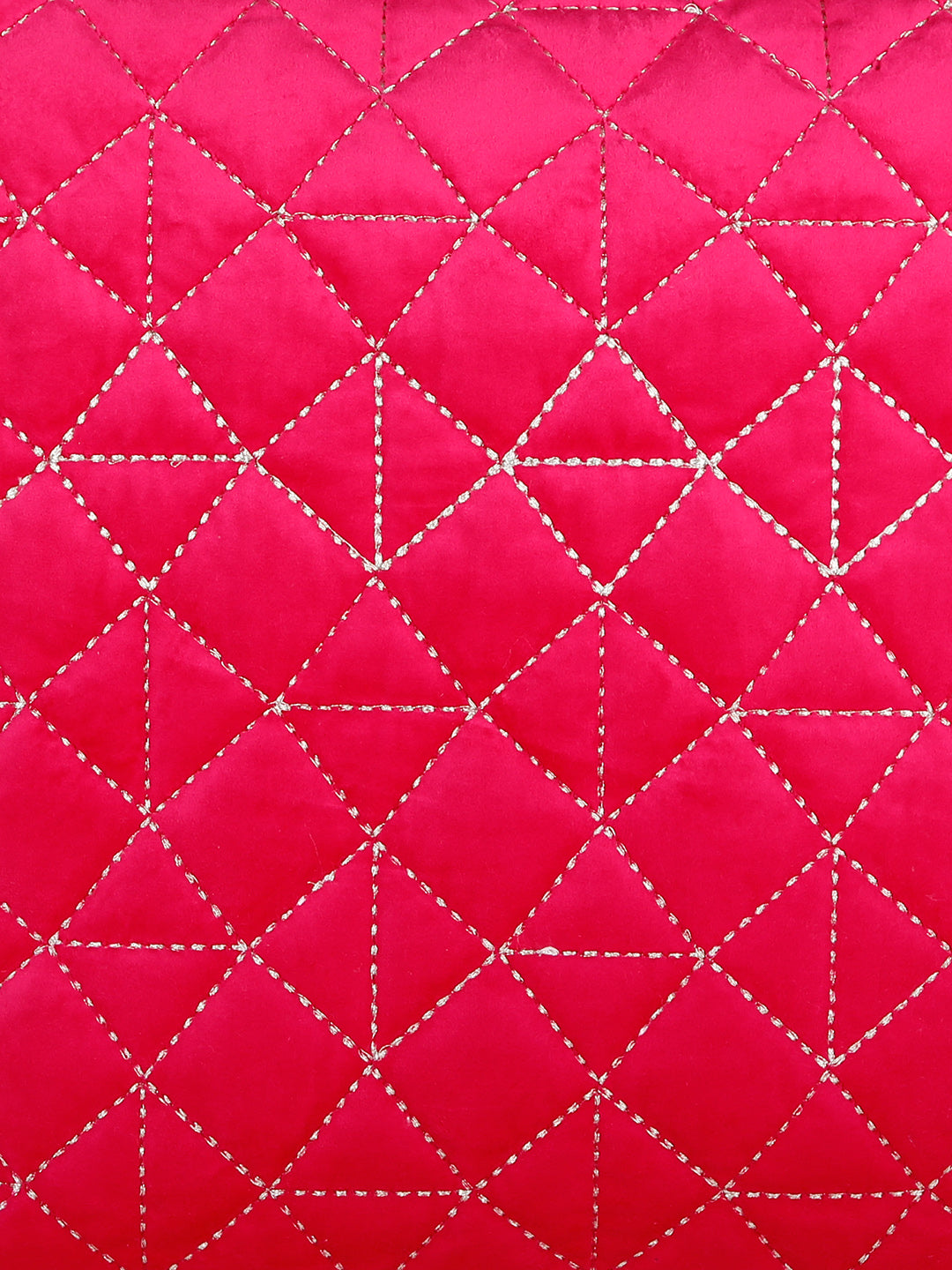 Eyda Super Soft Velvet Fuchsia Color Set of 2 Quilted Cushion Cover-18x18 Inch