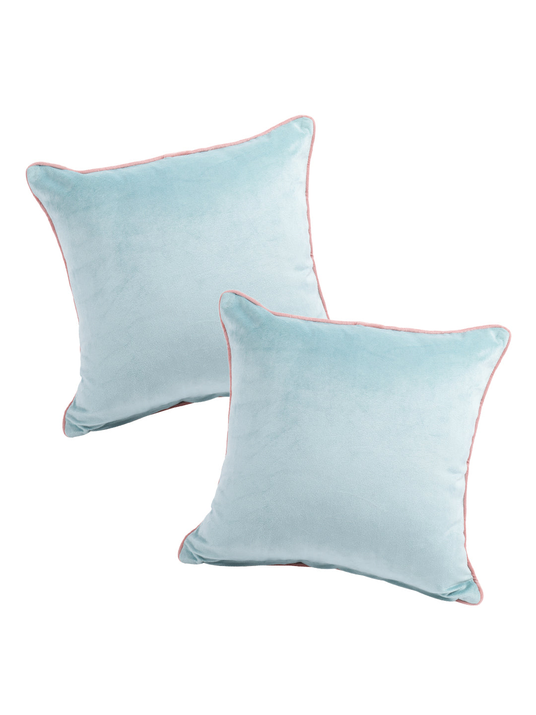 Eyda Velvet Aqua Color Cushion Cover Set of 2-18x18 Inch