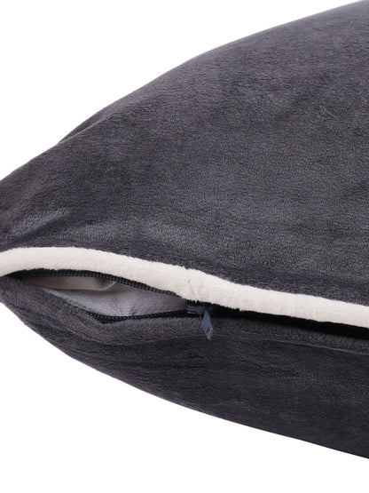 Eyda Velvet Grey Color Cushion Cover Set of 2-18x18 Inch