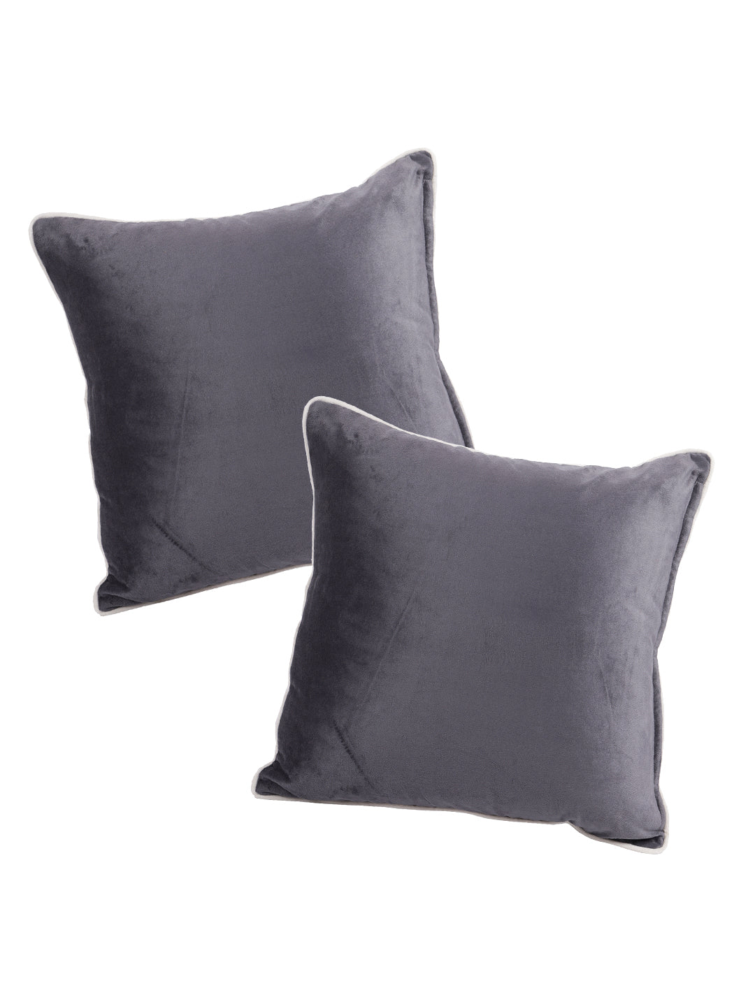 Eyda Velvet Grey Color Cushion Cover Set of 2-18x18 Inch