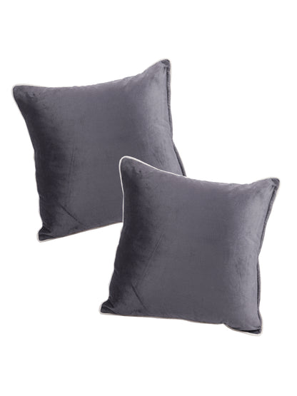 Eyda Velvet Grey Color Cushion Cover Set of 2-18x18 Inch