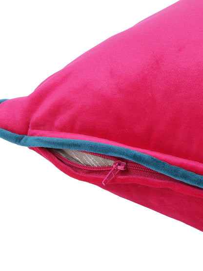 Eyda Velvet Fuchsia Color Cushion Cover Set of 2-18x18 Inch