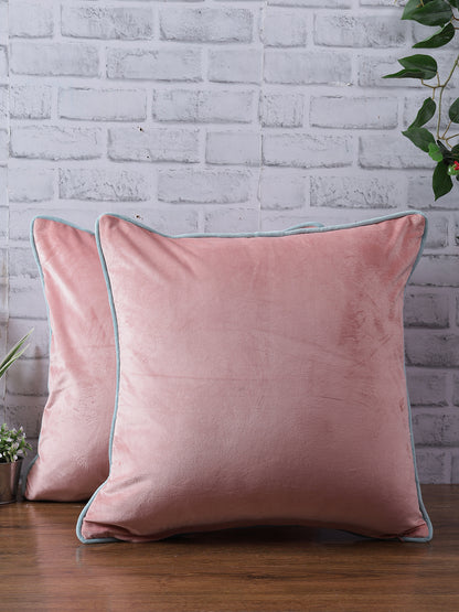 Eyda Velvet Peach Color Cushion Cover Set of 2-18x18 Inch