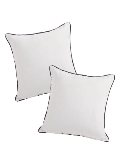 Eyda Velvet Ivory Color Cushion Cover Set of 2-18x18 Inch