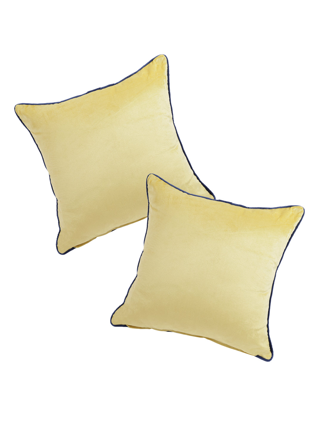 Eyda Velvet Yellow Color Cushion Cover Set of 2-18x18 Inch