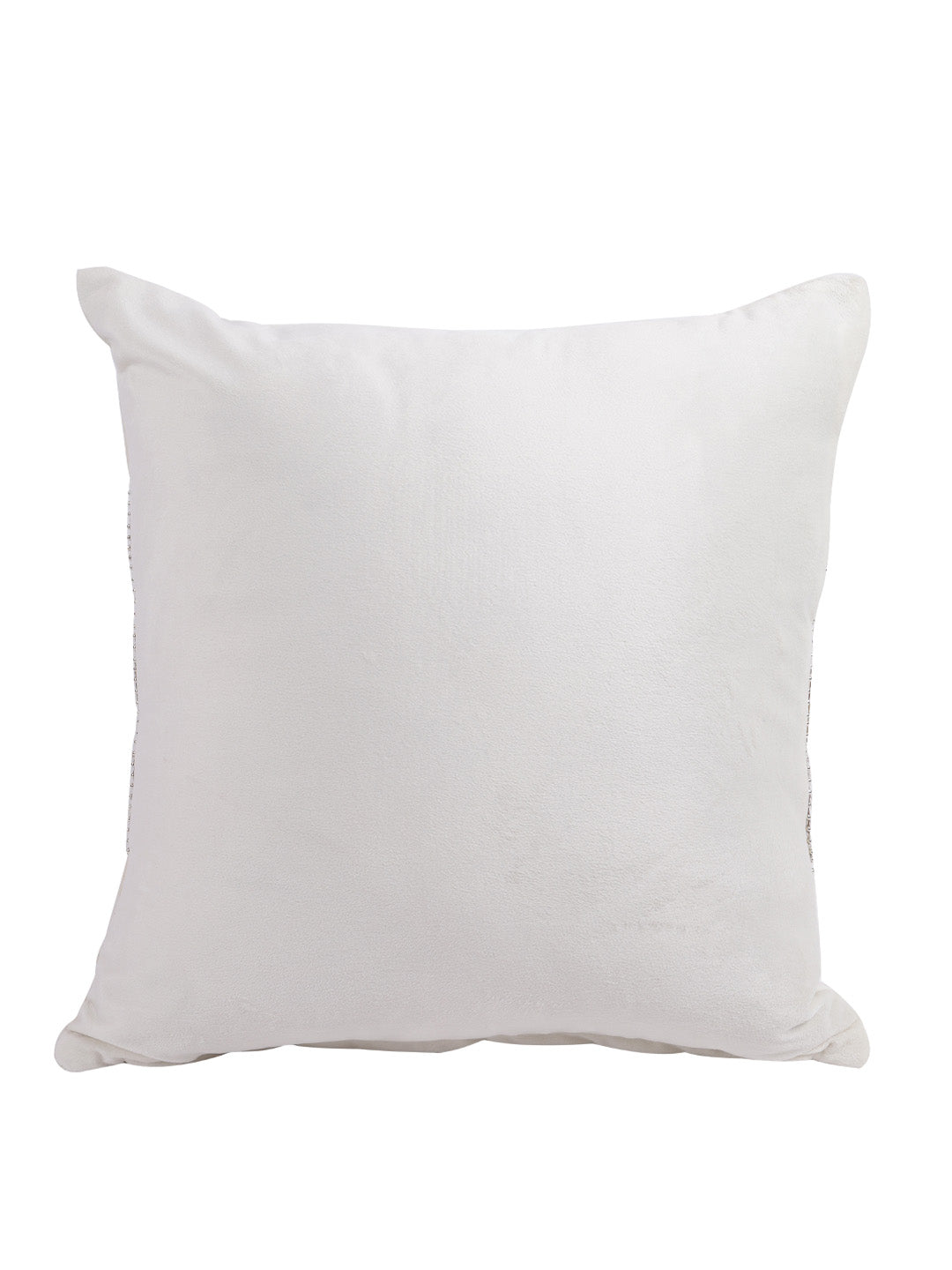 Eyda Velvet Ivory Color Beaded Cushion Cover Set of 2-18x18 Inch