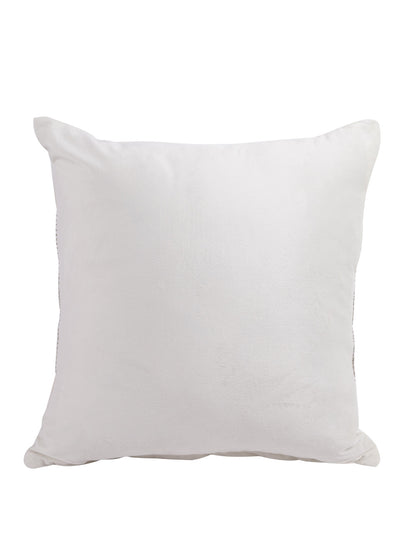 Eyda Velvet Ivory Color Beaded Cushion Cover Set of 2-18x18 Inch