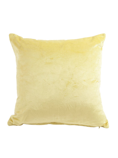 Eyda Velvet Yellow Color Beaded Sequin Cushion Cover Set of 2-18x18 Inch