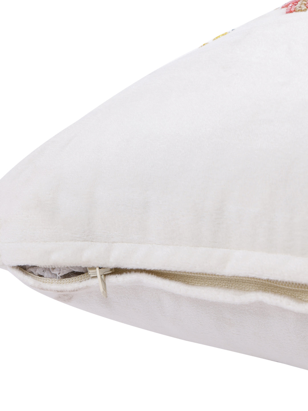 Eyda Velvet Ivory Color Beaded Sequin Cushion Cover Set of 2-18x18 Inch