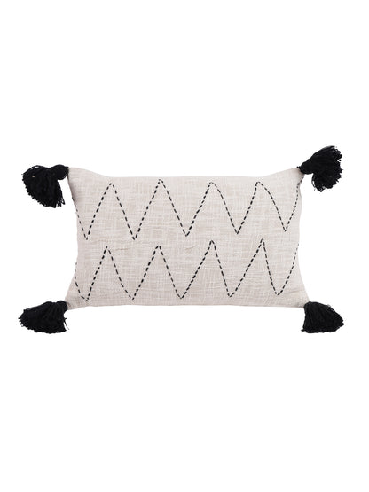 Eyda Jute Cotton Hand Work Cushion Covers Set of 2-12x20 Inch