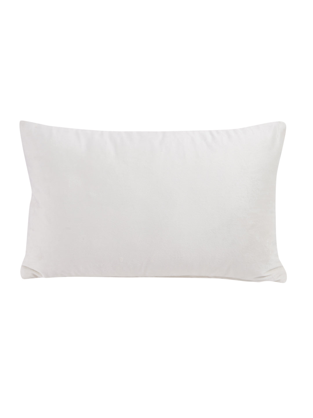 Eyda Super Soft Velvet Ivory Color Set of 2 Quilted Cushion Cover-12x20 Inch