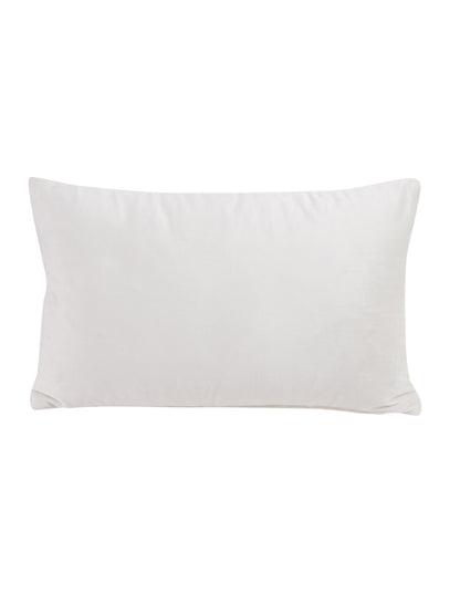 Eyda Super Soft Velvet Ivory Color Set of 2 Quilted Cushion Cover-12x20 Inch