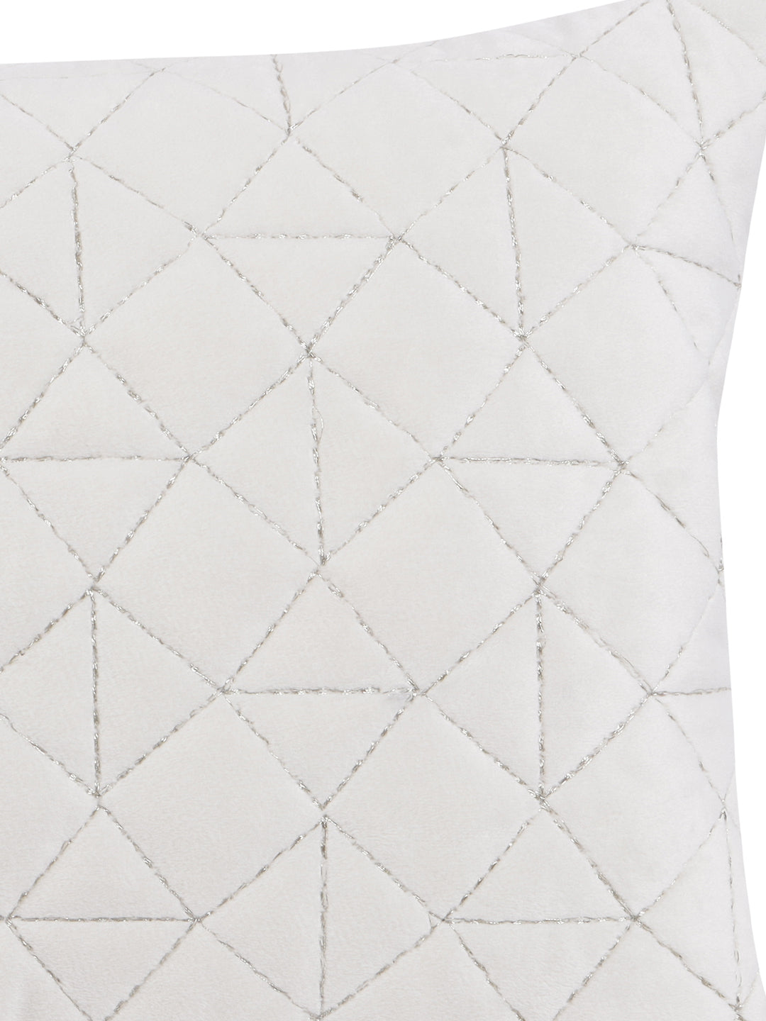 Eyda Super Soft Velvet Ivory Color Set of 2 Quilted Cushion Cover-12x20 Inch