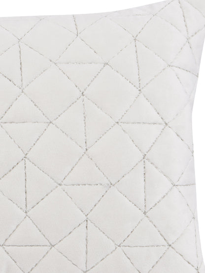 Eyda Super Soft Velvet Ivory Color Set of 2 Quilted Cushion Cover-12x20 Inch