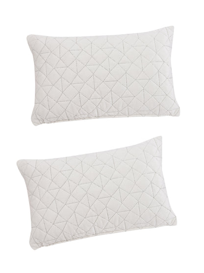Eyda Super Soft Velvet Ivory Color Set of 2 Quilted Cushion Cover-12x20 Inch