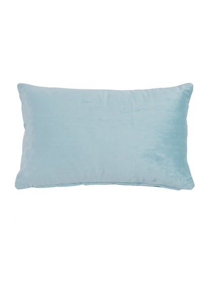 Eyda Super Soft Velvet Aqua Color Set of 2 Quilted Cushion Cover-12x20 Inch
