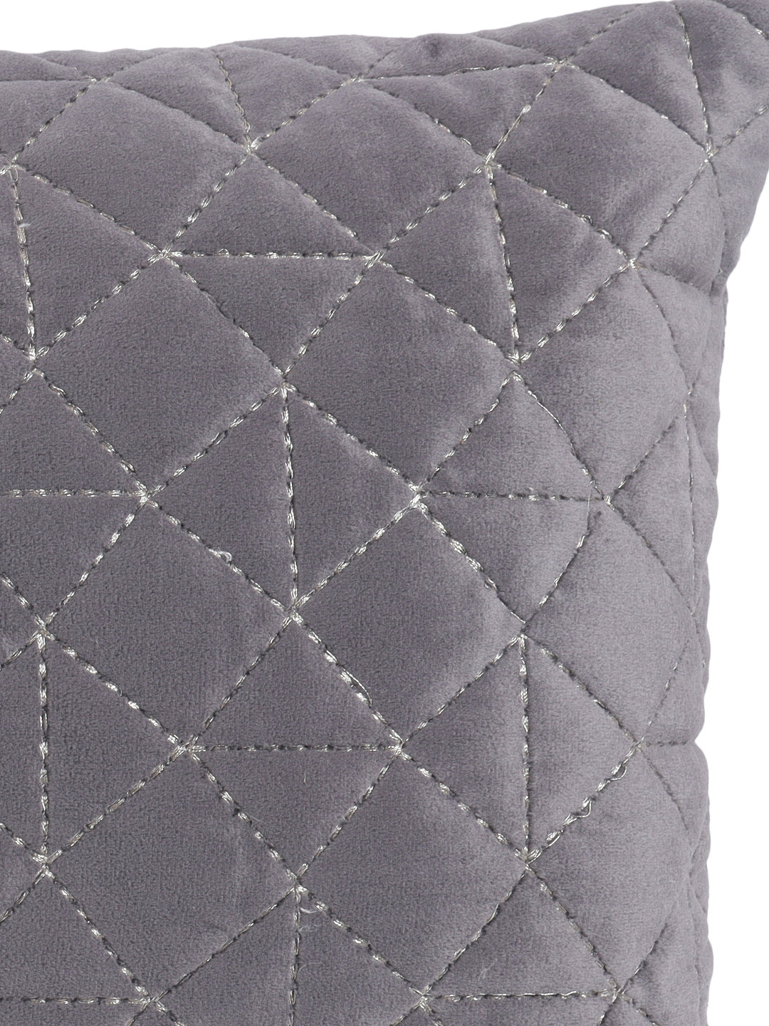 Eyda Super Soft Velvet grey Color Set of 2 Quilted Cushion Cover-12x20 Inch