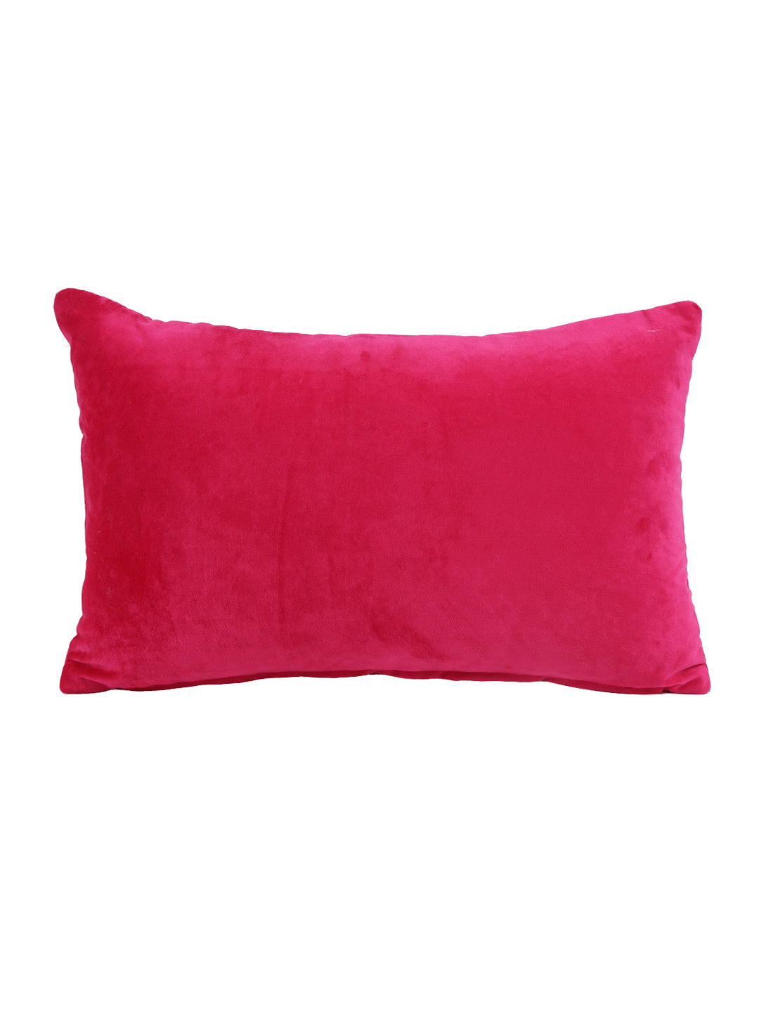Eyda Super Soft Velvet Fuchsia Color Set of 2 Quilted Cushion Cover-12x20 Inch