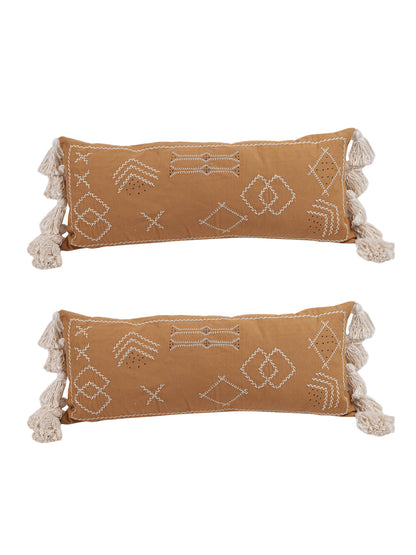 Eyda Embroidered Cotton Cushion Covers Set of 2-12x28 Inch