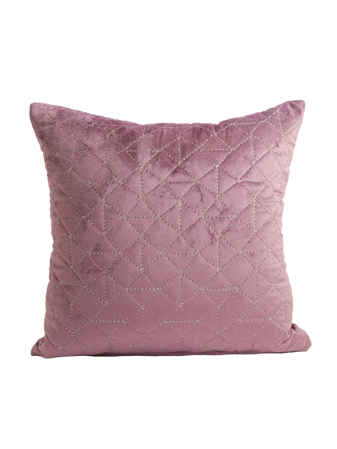 Eyda Super Soft Velvet Purple Color Set of 2 Quilted Cushion Cover-18x18 Inch