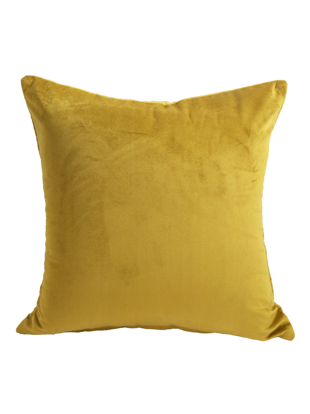 Eyda Super Soft Velvet Olive Color Set of 2 Quilted Cushion Cover-18x18 Inch