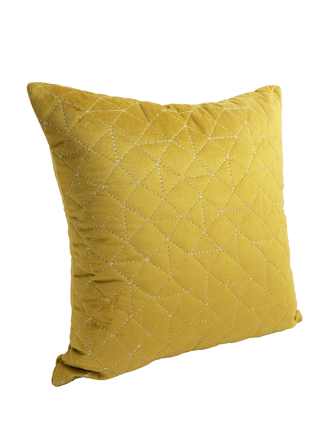Eyda Super Soft Velvet Olive Color Set of 2 Quilted Cushion Cover-18x18 Inch
