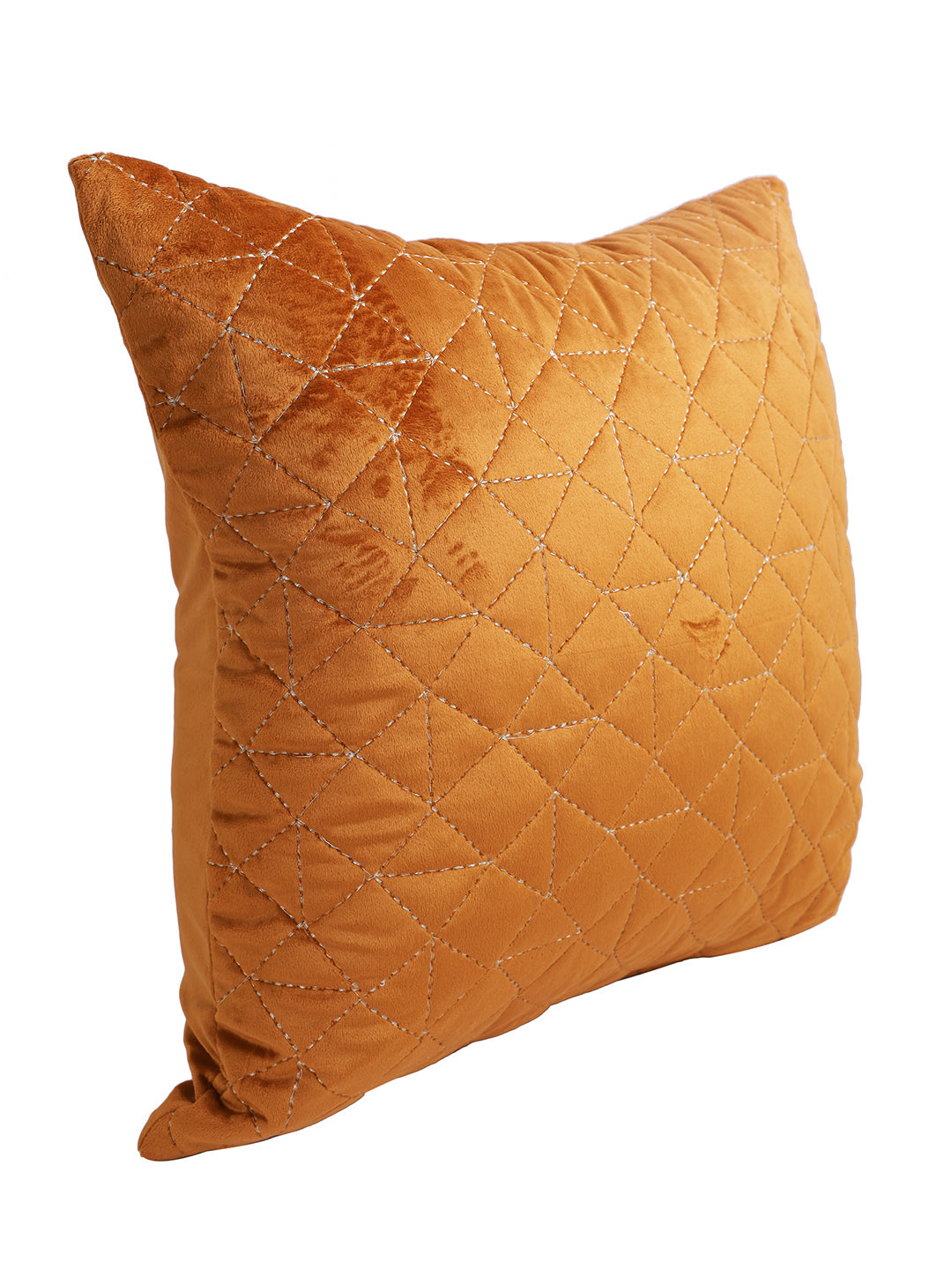 Eyda Super Soft Velvet Rust Color Set of 2 Quilted Cushion Cover-18x18 Inch