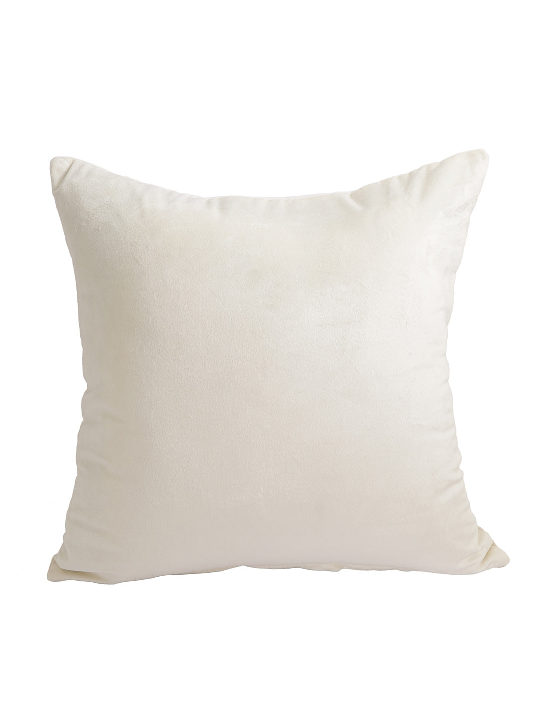 Eyda Velvet Ivory Color Set of 2 Quilted Cushion Cover-18x18 Inch