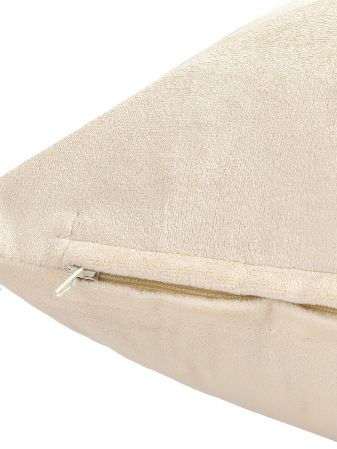 Eyda Velvet Ivory Color Set of 2 Quilted Cushion Cover-18x18 Inch