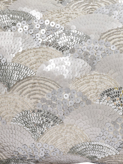 Eyda Silver Embellished Set of 2 Cushion Cover-16x16 Inch