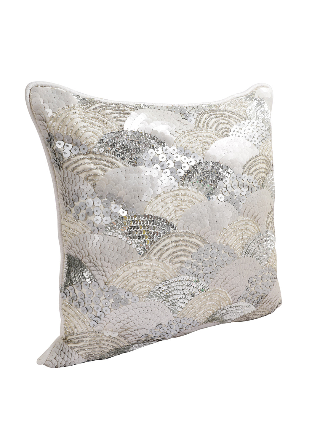 Eyda Silver Embellished Set of 2 Cushion Cover-16x16 Inch