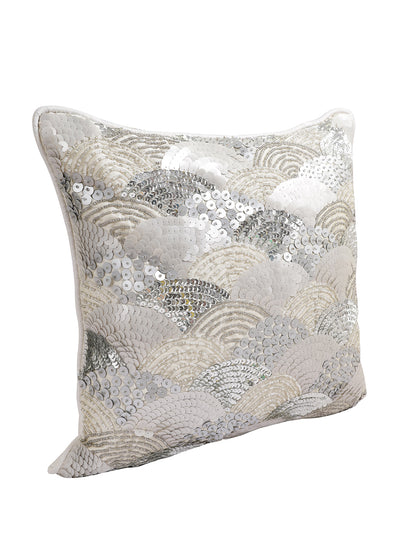 Eyda Silver Embellished Set of 2 Cushion Cover-16x16 Inch