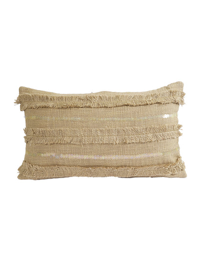 Eyda Set of 2 Khaki Color Cotton Cushion Cover-12x20 Inch