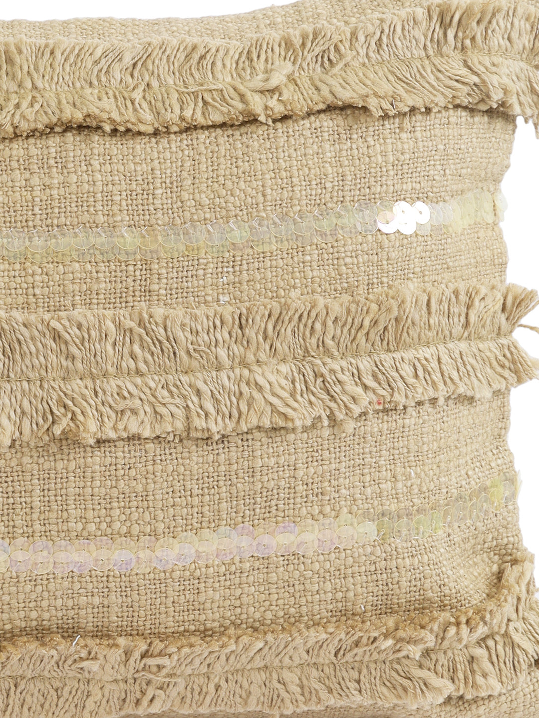 Eyda Set of 2 Khaki Color Cotton Cushion Cover-12x20 Inch