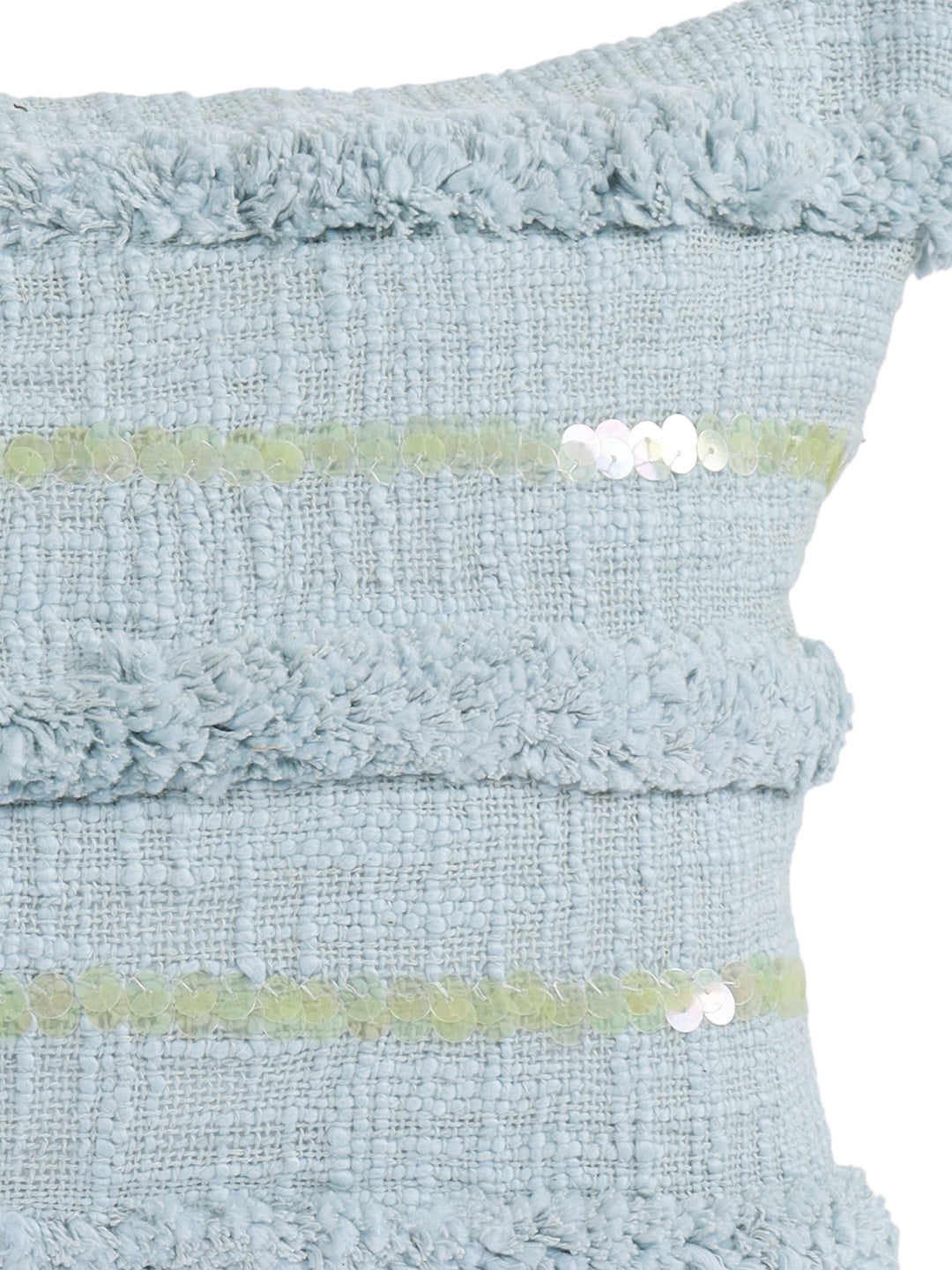 Eyda Set of 2 Sky Blue Color Cotton Cushion Cover-12x20 Inch