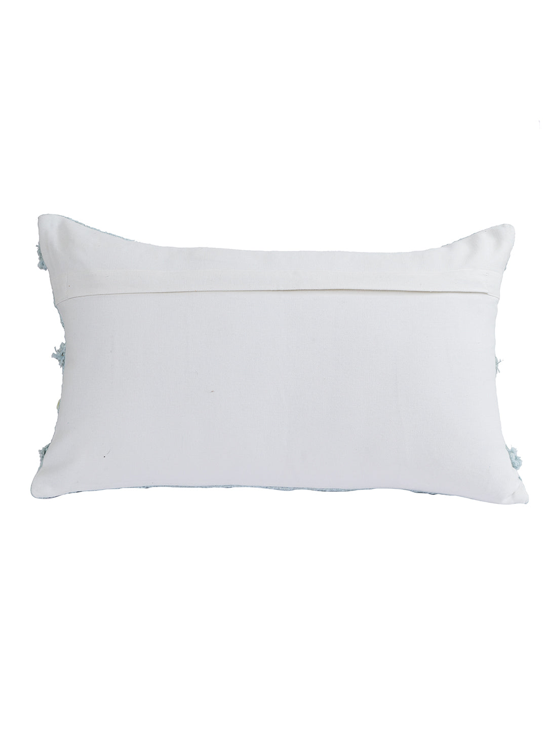 Eyda Set of 2 Sky Blue Color Cotton Cushion Cover-12x20 Inch