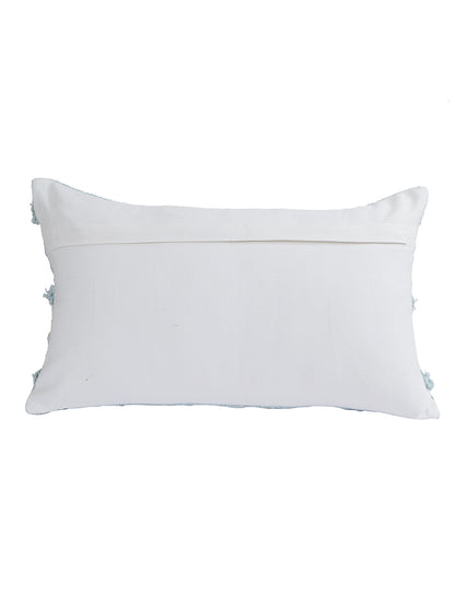 Eyda Set of 2 Sky Blue Color Cotton Cushion Cover-12x20 Inch