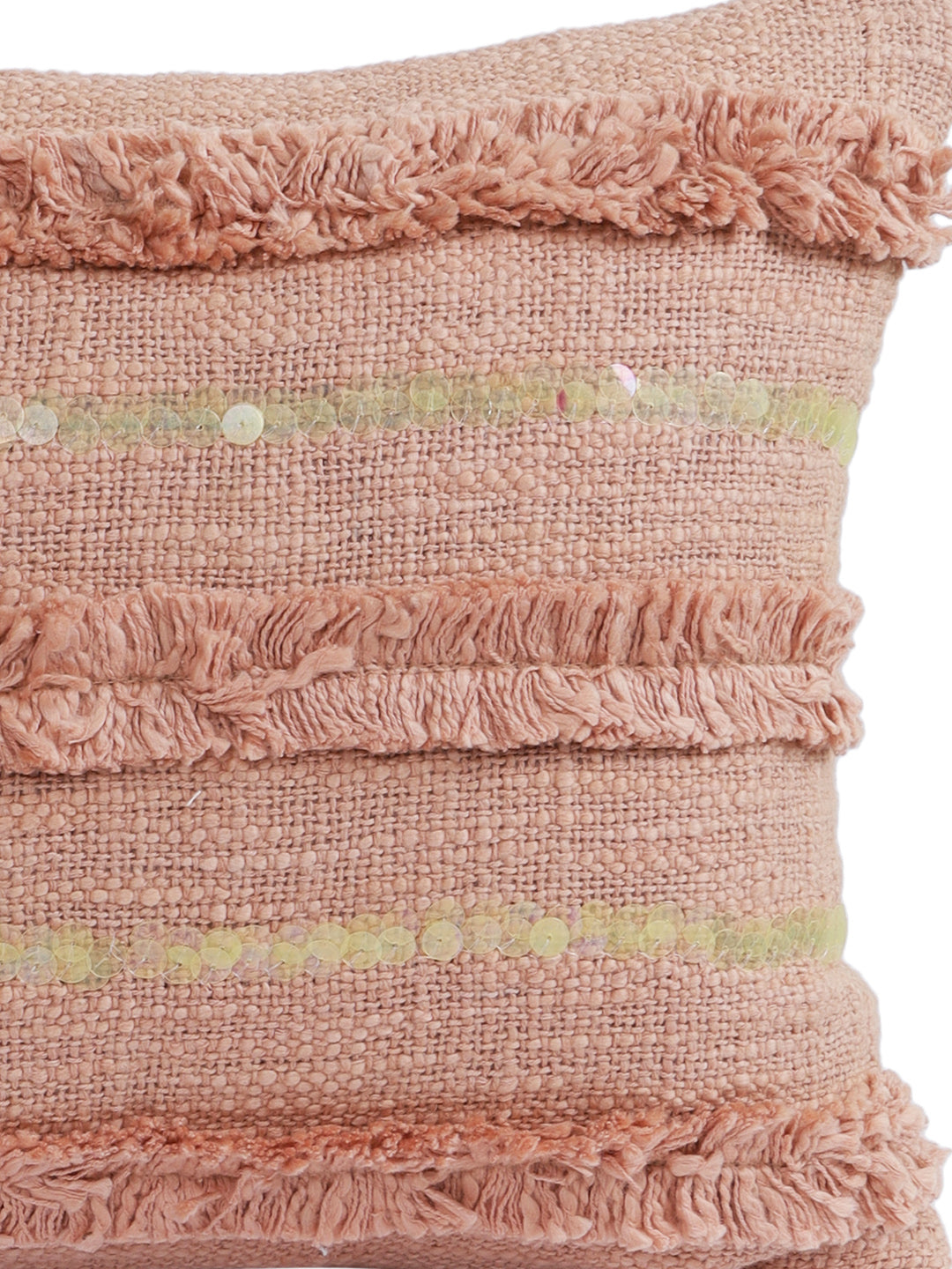 Eyda Set of 2 Peach Color Cotton Cushion Cover-12x20 Inch