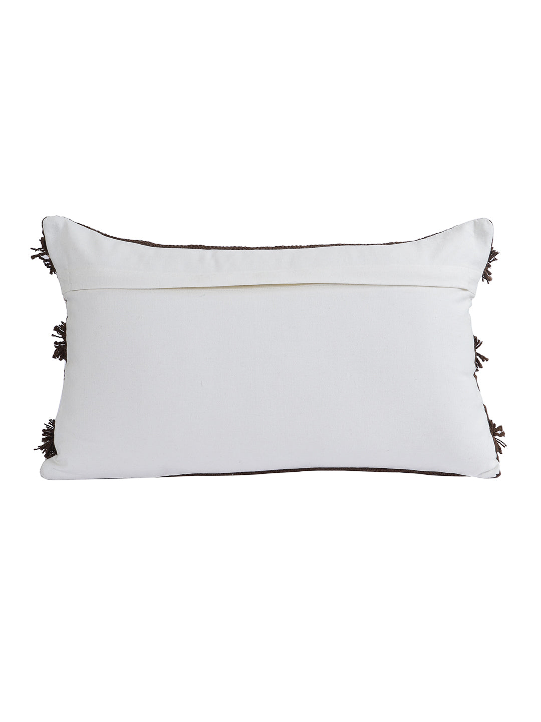 Eyda Set of 2 Dark Brown Color Cotton Cushion Cover-12x20 Inch
