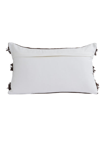 Eyda Set of 2 Dark Brown Color Cotton Cushion Cover-12x20 Inch