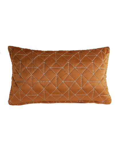 Eyda Super Soft Rust Color Set of 2 Quilted Cushion Cover-12x20 Inch