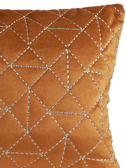 Eyda Super Soft Rust Color Set of 2 Quilted Cushion Cover-12x20 Inch