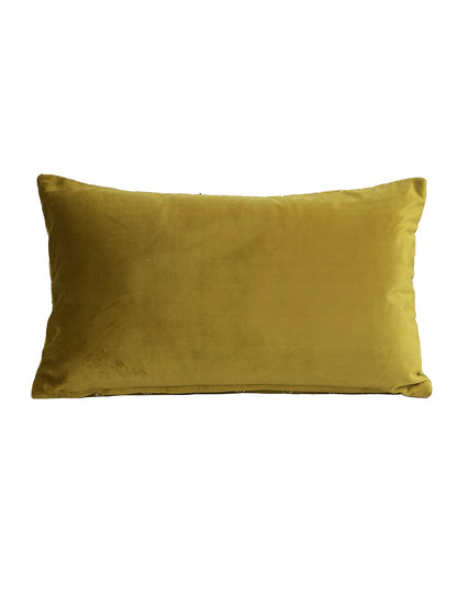 Eyda Super Soft Olive Green Color Set of 2 Quilted Cushion Cover-12x20 Inch