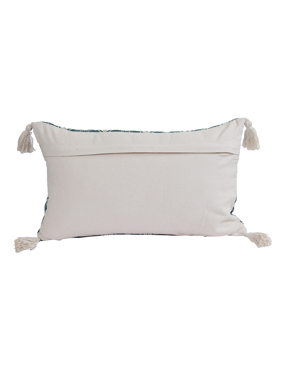 Eyda Super Soft Green Color Set of 2 Embroidered Cushion Cover-12x20 Inch