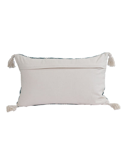 Eyda Super Soft Green Color Set of 2 Embroidered Cushion Cover-12x20 Inch